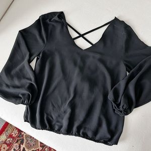 S black draped back blouse